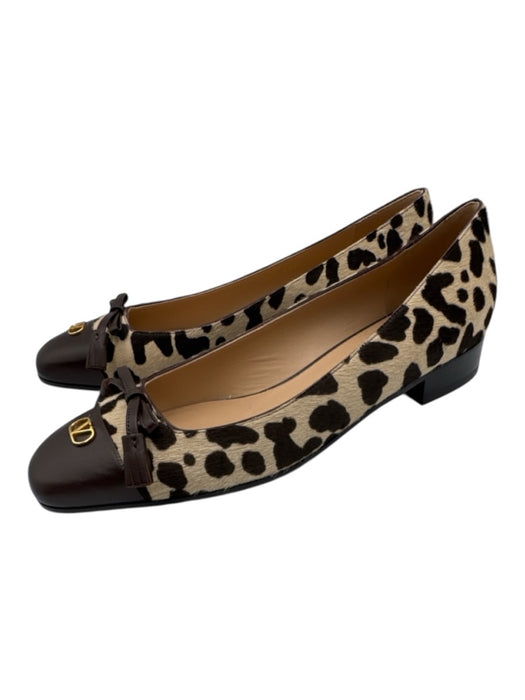 Valentino Garavani Shoe Size 42 Brown & Cream Pony Hair Cap Toe Bow Detail Flats Brown & Cream / 42