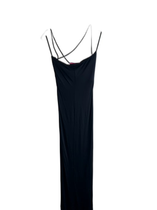 Emanuel Ungaro Size 34 Black Viscose Draped Spaghetti Strap Cross Back Dress Black / 34