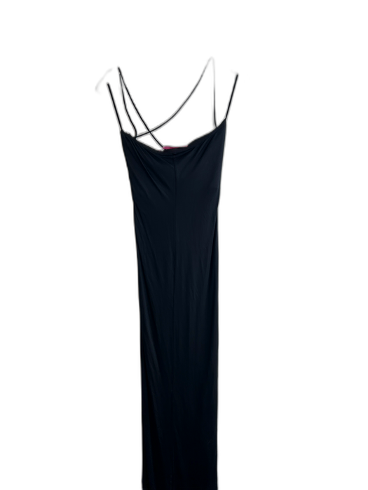 Emanuel Ungaro Size 34 Black Viscose Draped Spaghetti Strap Cross Back Dress Black / 34