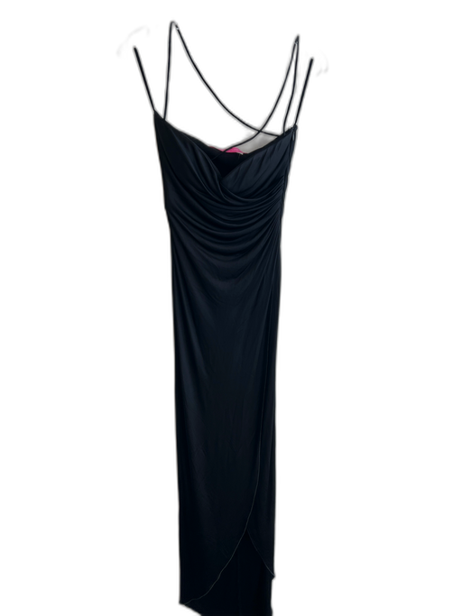 Emanuel Ungaro Size 34 Black Viscose Draped Spaghetti Strap Cross Back Dress Black / 34