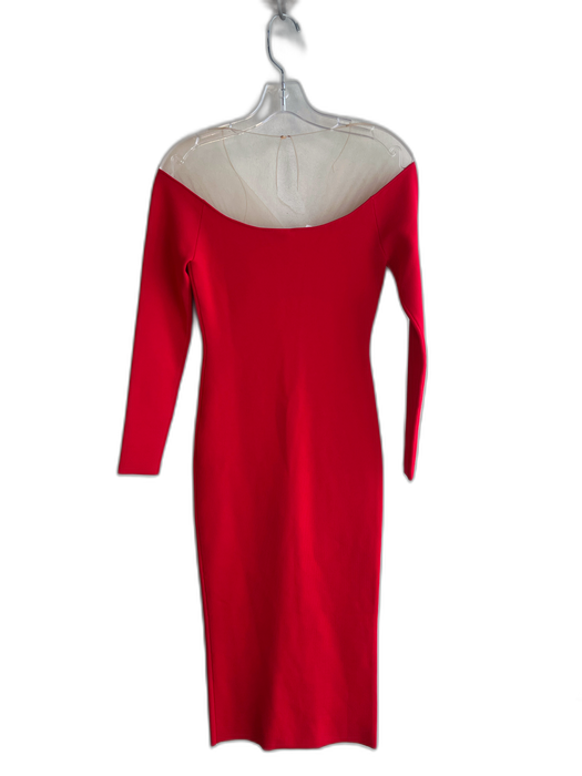 Alexander Wang Size S Red Viscose Blend Sheer Yoke Body Con Long Sleeve Dress Red / S