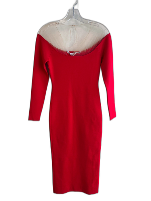 Alexander Wang Size S Red Viscose Blend Sheer Yoke Body Con Long Sleeve Dress — Labels Resale Boutique