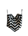 More Dash Than Cash Size 4 Black & White Acetate Satin Diagonal Stripe Crop Top Black & White / 4