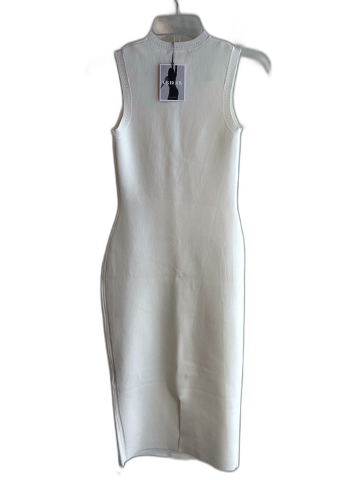 VB Body by Victoria Beckham Size UK/10 White Viscose Body Con Solid Midi Dress White / UK/10