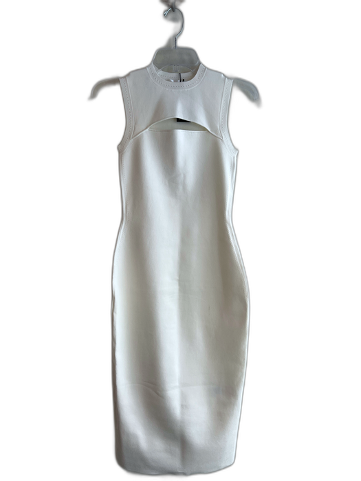 VB Body by Victoria Beckham Size UK/10 White Viscose Body Con Solid Midi Dress White / UK/10