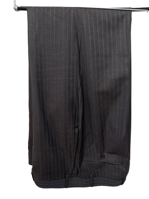 Canali Brown & White Wool Blend Striped 2 Button Men's Suit