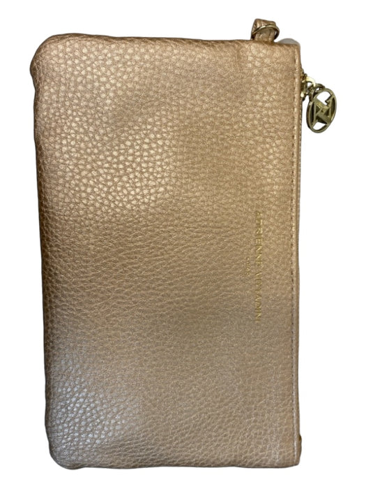 Adrienne Vittadini Champagne Leather Top Zipper Wristlet Inside Pocket Bag Champagne / S