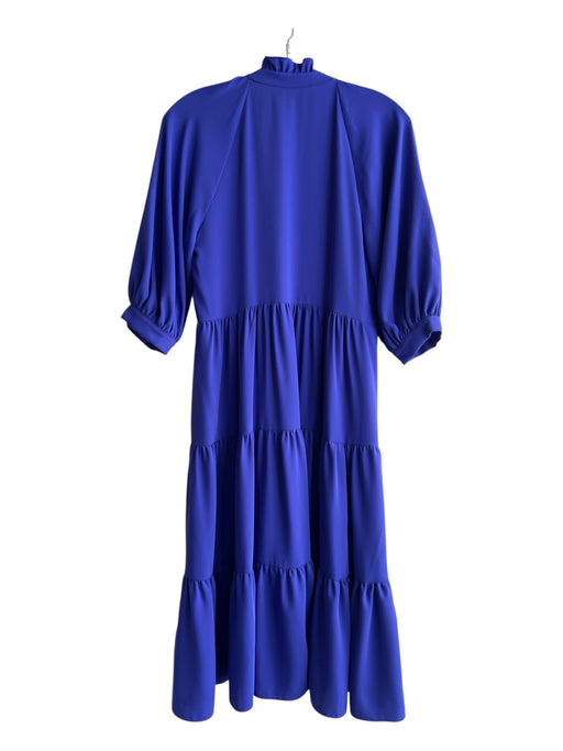 Amanda Uprichard Size S Blue Polyester V Neck Ruffle Collar Tiered Dress Blue / S