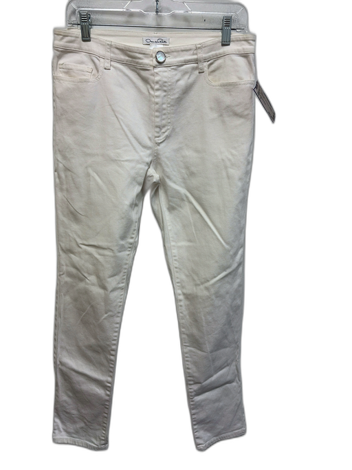 Oscar de la Renta Size 10 White Cotton Slim Straight Mid Rise Pants White / 10