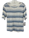 Frame Size L White & Blue Linen Short Sleeve Striped T Shirt Top White & Blue / L