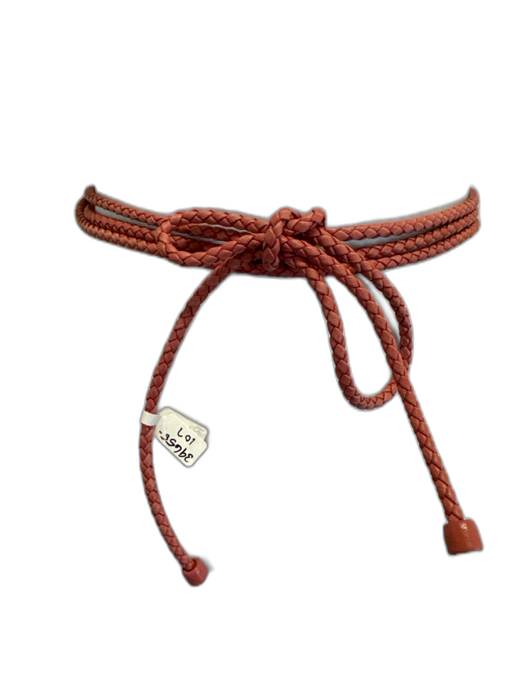 Bottega Veneta Dark Pink Leather Braided Tie Long Belts Dark Pink / One Size