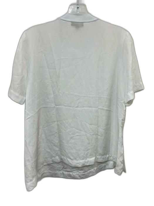 Rag & Bone Size M White Triacetate Short Sleeve T Shirt Button Shoulder Top White / M