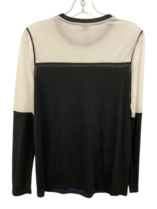 Vince Size XS White, Navy, Black Rayon Blend Long Sleeve Colorblock Top White, Navy, Black / XS