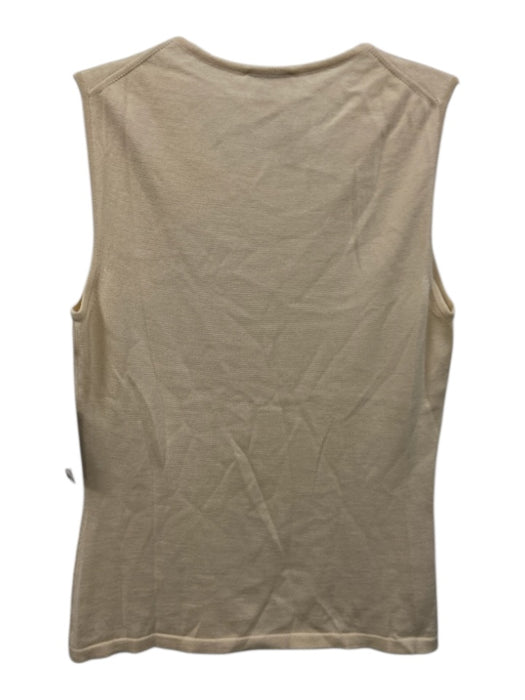 Oscar de la Renta Size Large Cream White Cashmere Blend Sleeveless Knit Sweater Cream White / Large