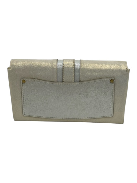 Jimmy Choo Ivory White Textile Flap Gold Hardware Shimmer Clutch Bag Ivory White / Small