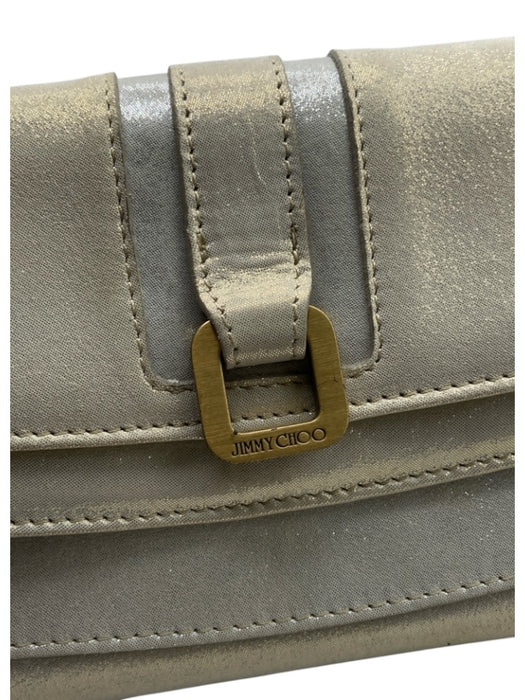 Jimmy Choo Ivory White Textile Flap Gold Hardware Shimmer Clutch Bag Ivory White / Small