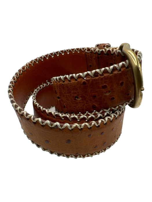Leoni & Mariotti Brown Ostrich Whipstitching Contrast Stiching Belts Brown / 90