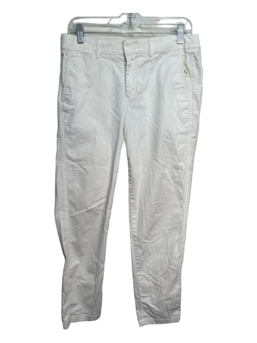Vince Size 10 Off White Cotton Mid Rise Tapered Pockets Pants Off White / 10