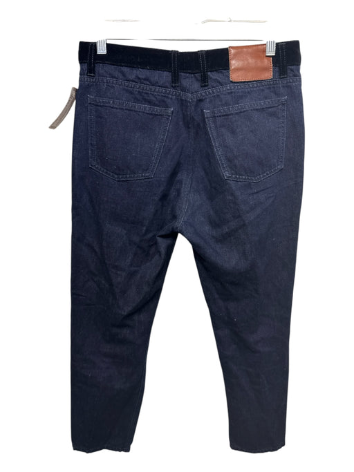 Marni Size Est S Dark Wash & Black Cotton Blend Denim Velvet Trim Mid Rise Pants Dark Wash & Black / Est S