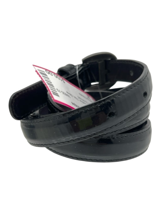 Bottega Veneta Black Patent Leather Thin Silver Hardware Belts Black / 38