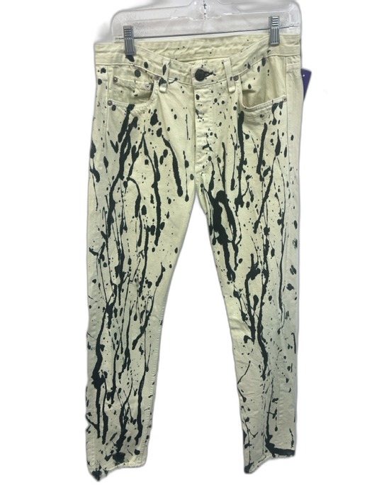 Rag & Bone Size 27 Light Green & Black Cotton Paint Splatter High Rise Pants Light Green & Black / 27