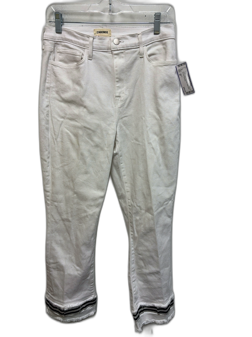 L'agence Size 28 White Cotton Flare Hem Glitter Detail Mid Rise Pants White / 28