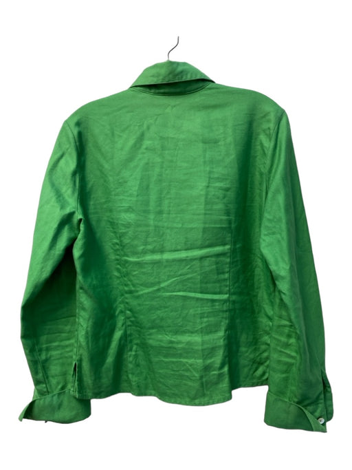 Farinaz Taghavi Size 10 Spring Green Cotton Button Down Collared Long Sleeve Top Spring Green / 10