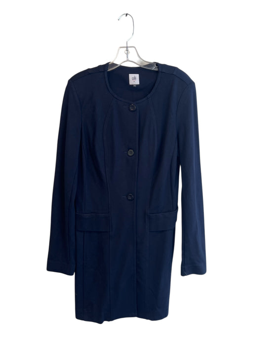 Cabi Size S Navy Rayon Blend Round Neck Long Sleeve Front Pockets Jacket Navy / S