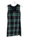 Nathalie Chaize Size 6 Black, Green & Multi Print Cotton Blend Tweed Plaid Dress Black, Green & Multi Print / 6