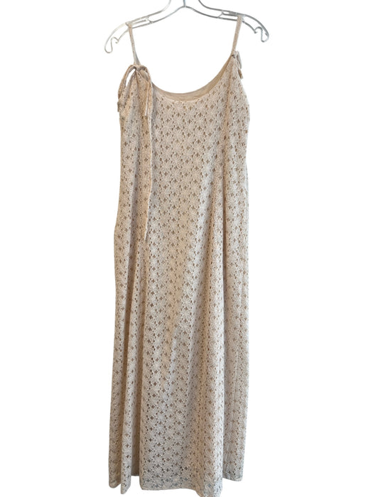 saltwater LUXE Size L Beige Cotton Blend Floral Crochet Lace Side Slit Dress Beige / L