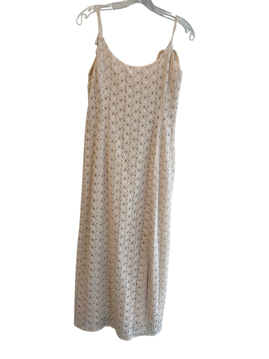 saltwater LUXE Size L Beige Cotton Blend Floral Crochet Lace Side Slit Dress Beige / L