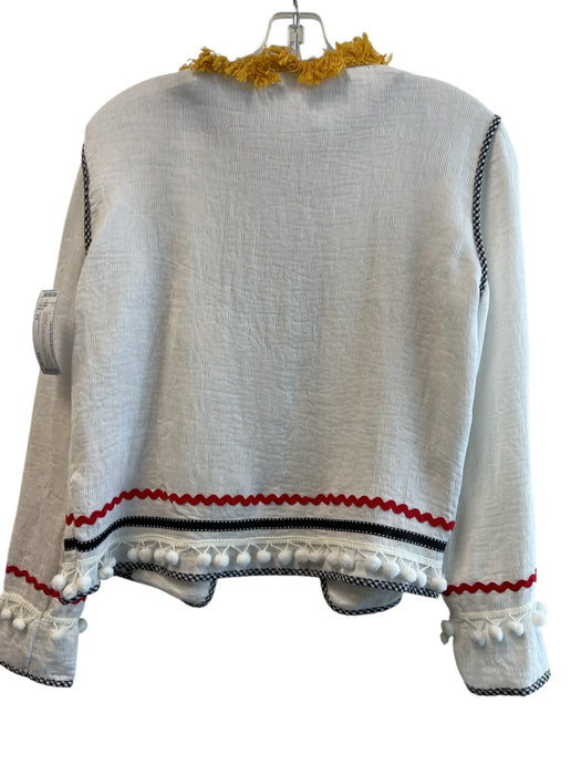 English Factory Size XS Off White Rayon & Nylon Open Front Ribbon Trim Cardigan Off White / XS