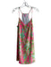 Lilly Pulitzer Size L Pink & Green Silk V Neck Spaghetti Strap Above Knee Dress Pink & Green / L