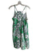 Lilly Pulitzer Size L Green & White Silk V Neck Spaghetti Strap Above Knee Dress Green & White / L