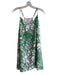Lilly Pulitzer Size L Green & White Silk V Neck Spaghetti Strap Above Knee Dress Green & White / L