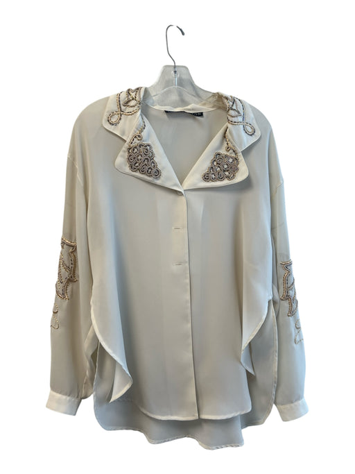 I. B. Diffusion Size 8 Cream No Fabric Tag Button Down Collared Top Cream / 8