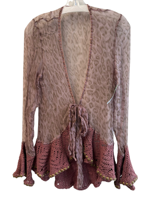 No Brand Size Est Small Mauve Rayon blanket stitch detail Sheer Knit Detail Top Mauve / Est Small
