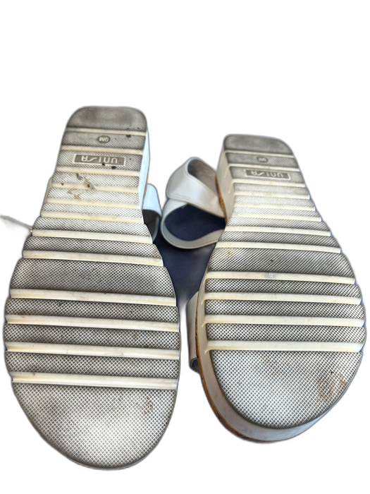 Unisa Shoe Size 9M White & Brown Leather Sandal Adjustable Strap Slip On Shoes White & Brown / 9M