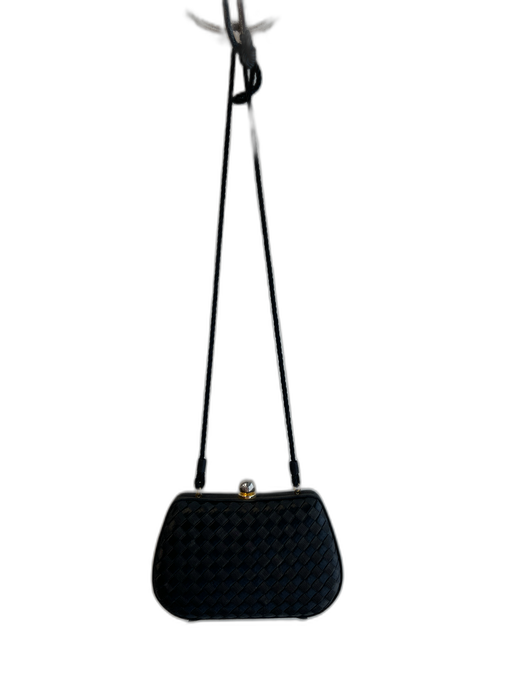 Neiman Marcus Black No Fabric Tag Clutch Crossbody Strap Checkered Bag Black / Small