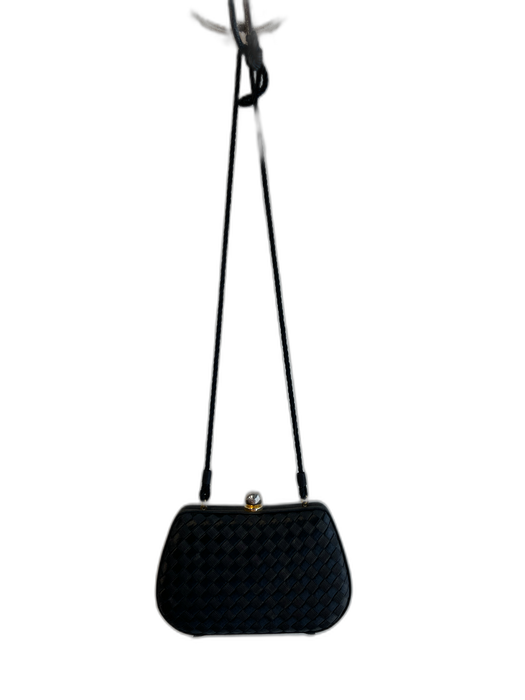 Neiman Marcus Black No Fabric Tag Clutch Crossbody Strap Checkered Bag Black / Small