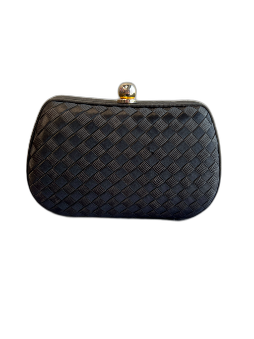 Neiman Marcus Black No Fabric Tag Clutch Crossbody Strap Checkered Bag Black / Small