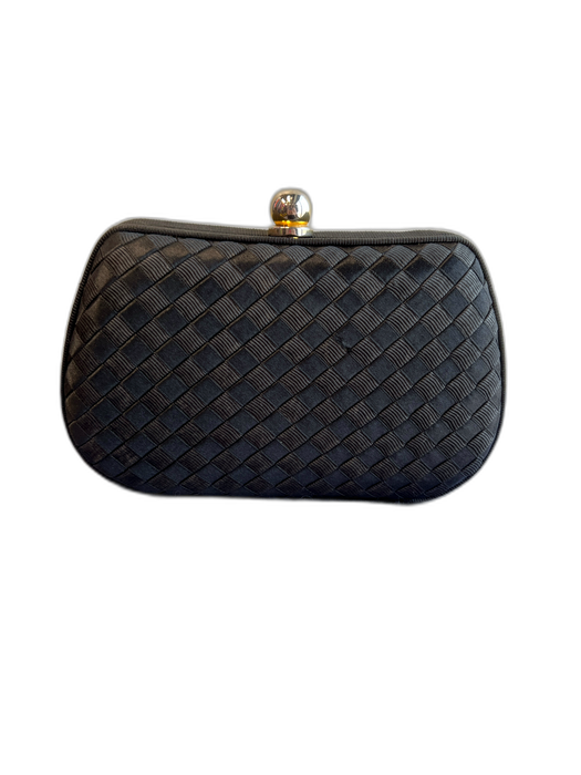 Neiman Marcus Black No Fabric Tag Clutch Crossbody Strap Checkered Bag Black / Small