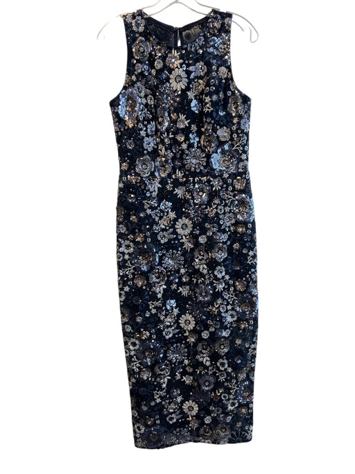 Dress the Population Size M Navy Polyester Sequin Round Neck Below Knee Dress Navy / M