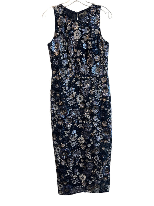 Dress the Population Size M Navy Polyester Sequin Round Neck Below Knee Dress Navy / M