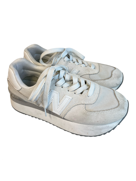 New Balance Shoe Size 10 Gray Suede Knit Lace Up Platform Runner Shoes Gray / 10