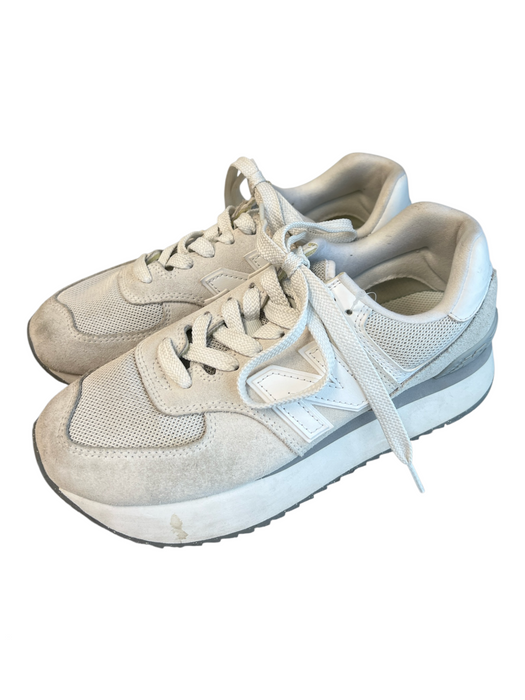 New Balance Shoe Size 10 Gray Suede Knit Lace Up Platform Runner Shoes Gray / 10