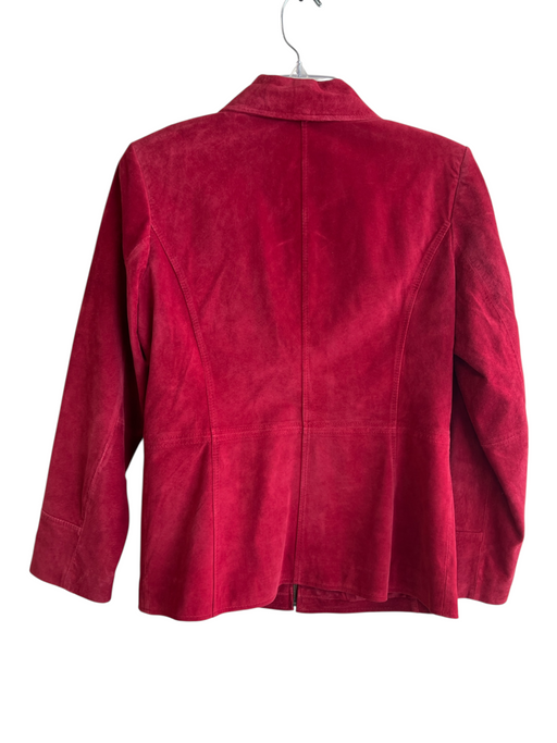 Bernardo Size S Red Leather Suede Collared Zip Front Long Sleeve Jacket Red / S