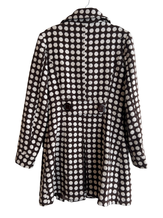 Event Size M Brown & White Polyester Snap Button Dotted Collared Coat Brown & White / M