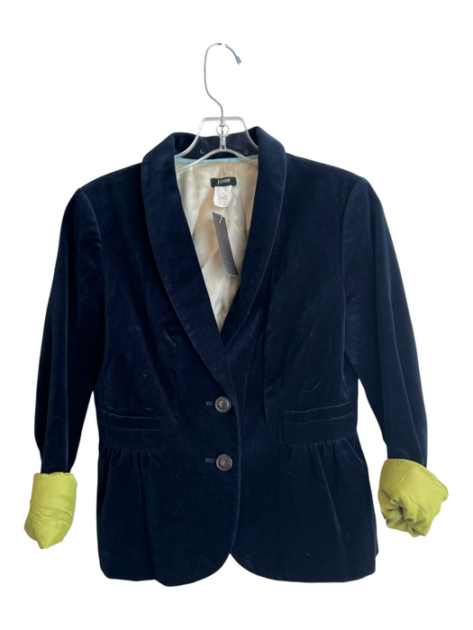 J Crew Size 2 Navy Cotton Velveteen Lapel Long Sleeve Blazer Jacket Navy / 2