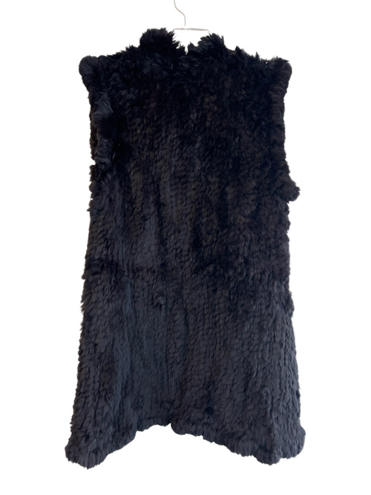 Love Token Size XS Black Rabbit Open Front Fuzzy Long Length' Vest Black / XS
